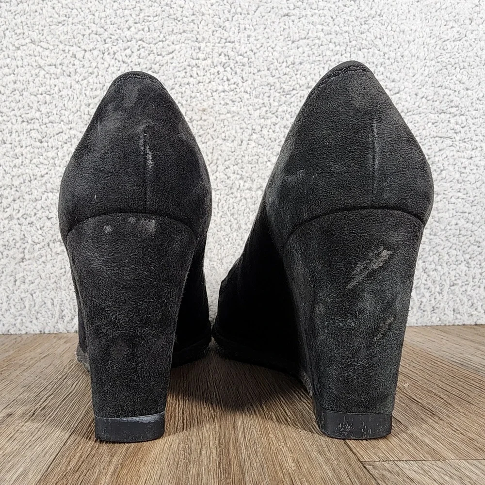 Stuart Weitzman 7.5 Black Suede Tassel Wedge Loafers‎ Classic Comfortable - Picture 4 of 13
